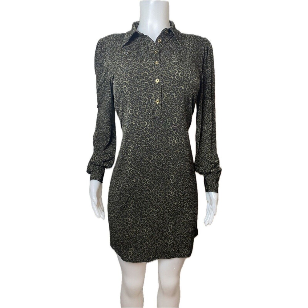 F. Michael Kors Dress S Animal Prink Long Sleeve Collared . NWT $140